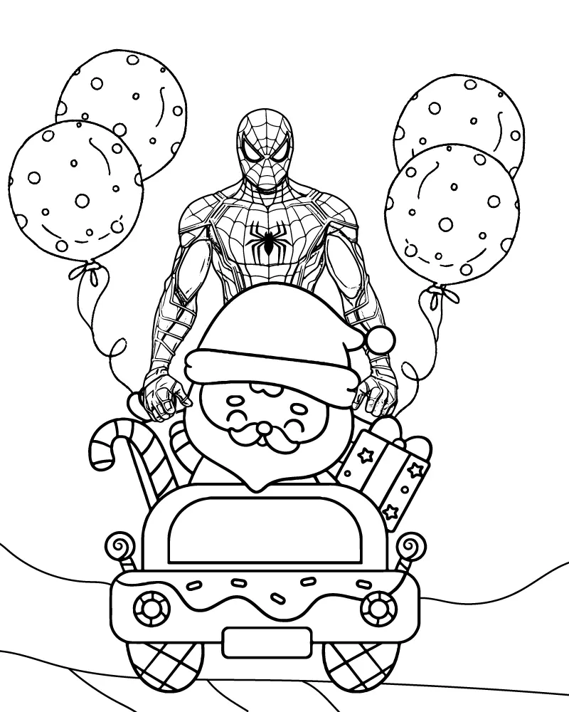 Spiderman de Natal Para Colorir 1