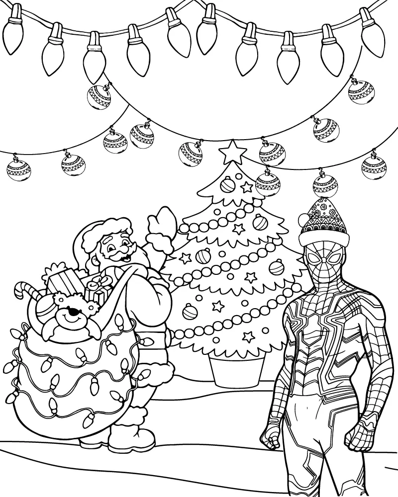 Spiderman de Natal Para Colorir 10