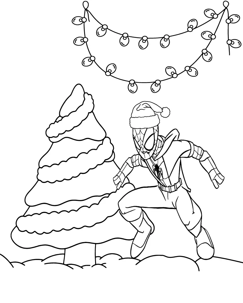 Spiderman de Natal Para Colorir 12