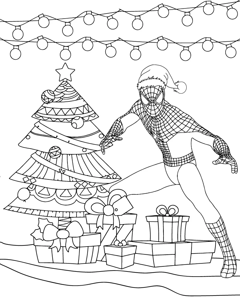 Spiderman de Natal Para Colorir 14