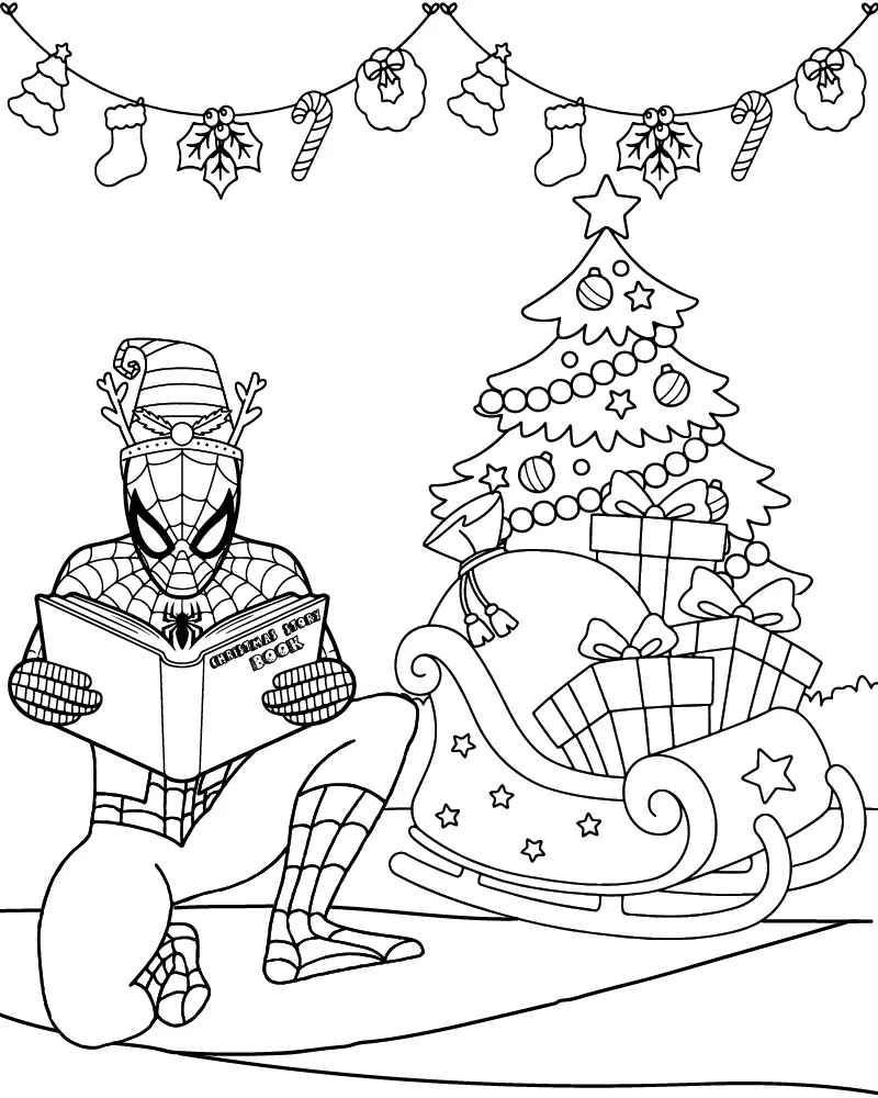 Spiderman de Natal Para Colorir 17