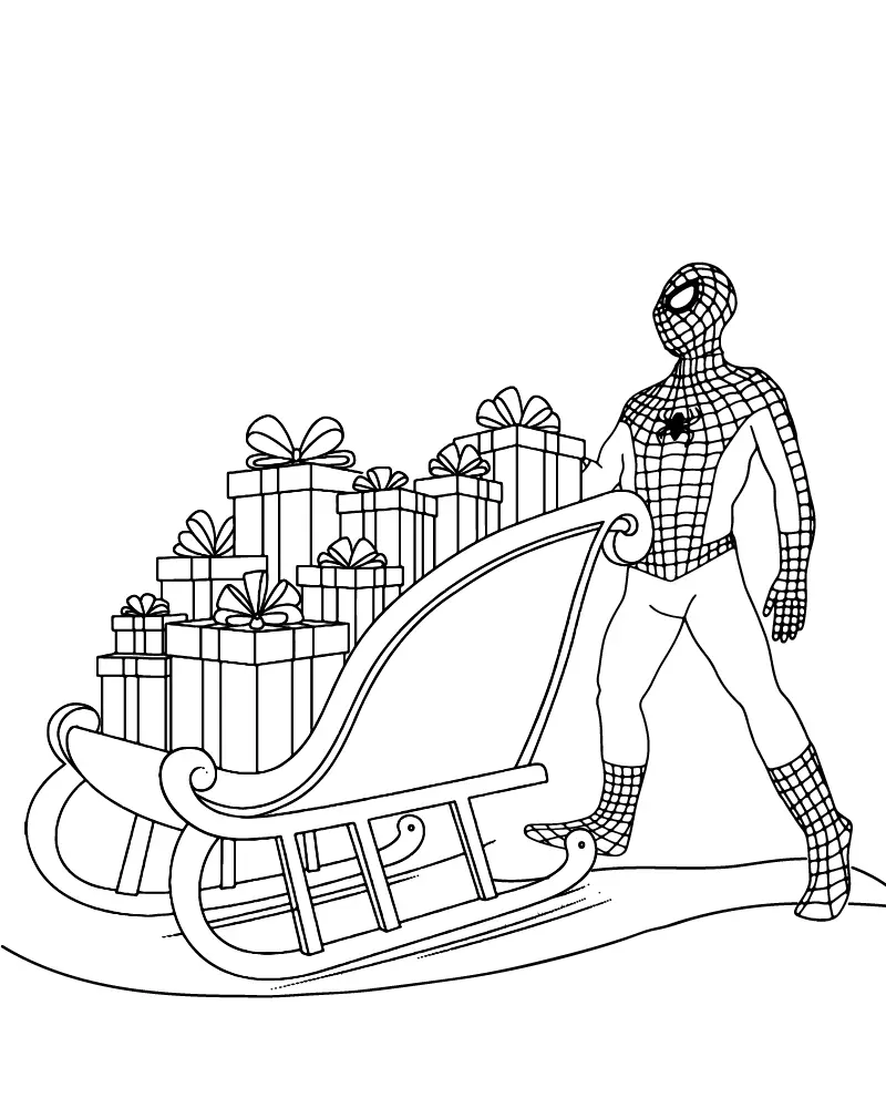 Spiderman de Natal Para Colorir 18