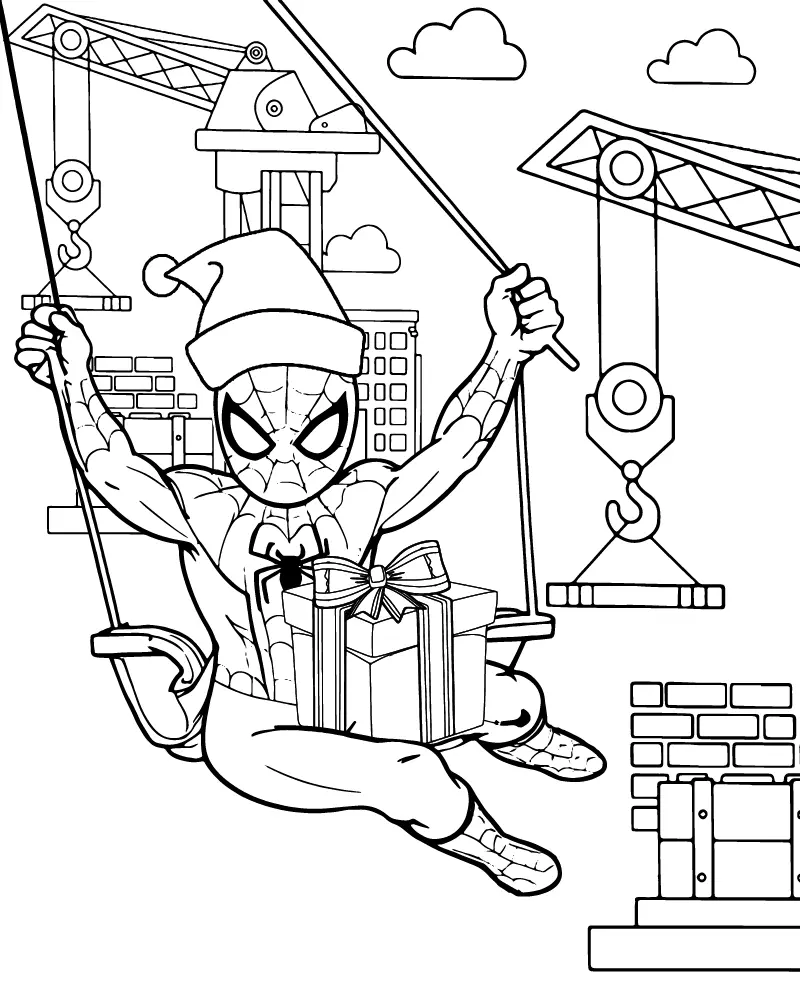 Spiderman de Natal Para Colorir 19