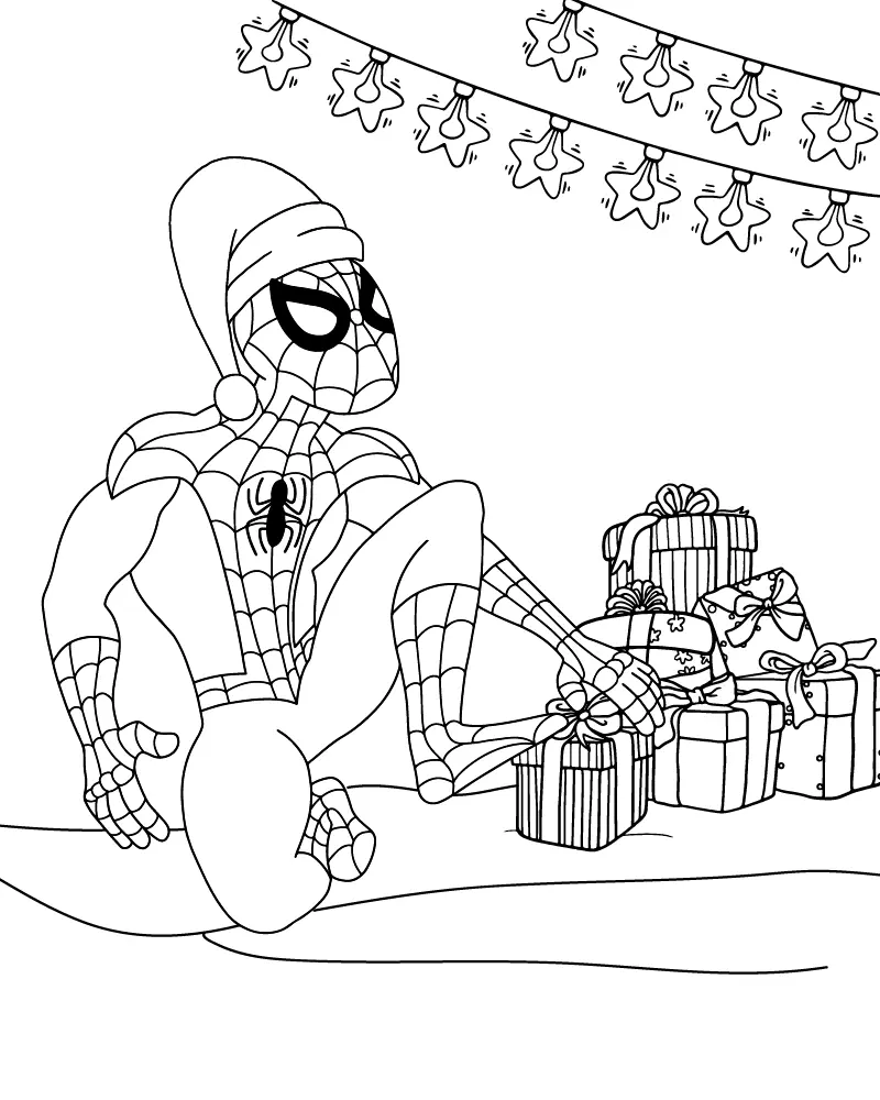 Spiderman de Natal Para Colorir 20