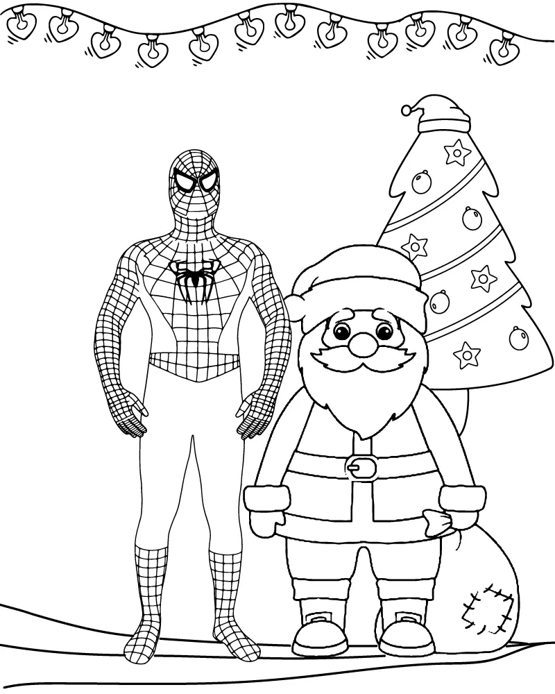 Spiderman de Natal Para Colorir 3