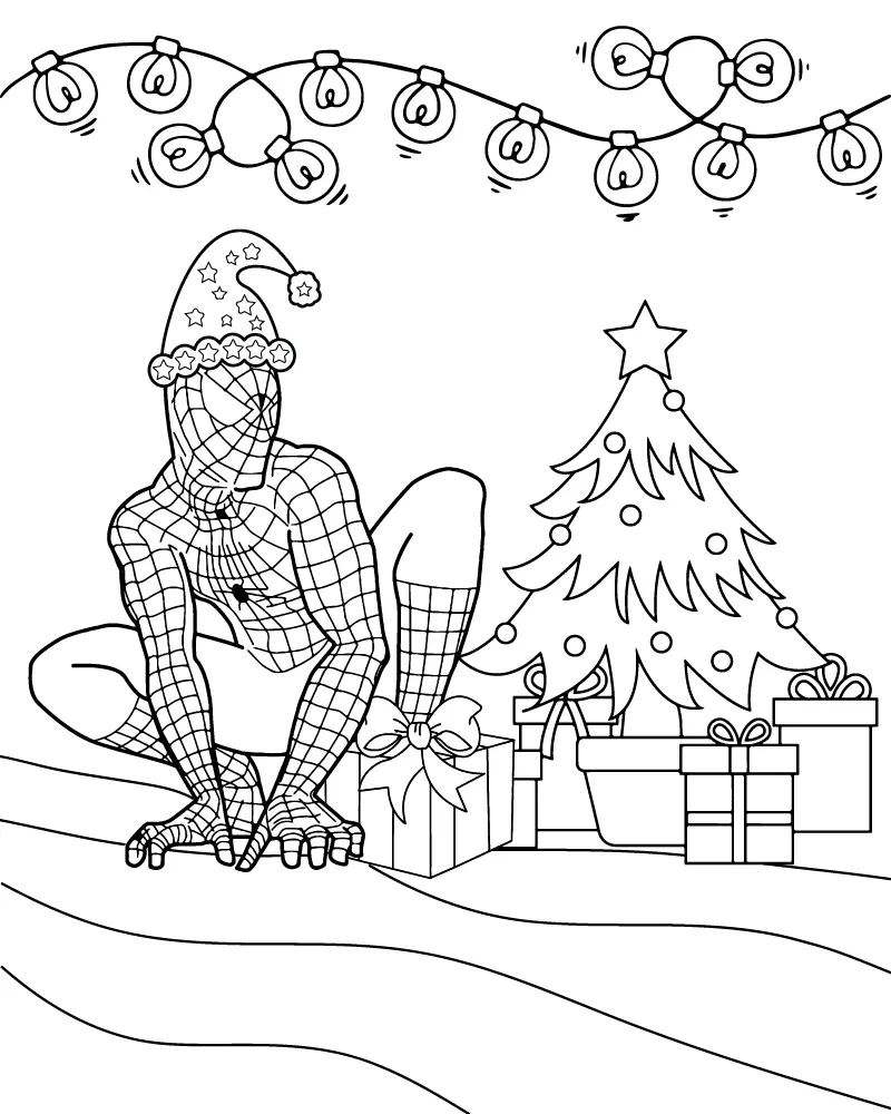 Spiderman de Natal Para Colorir 6