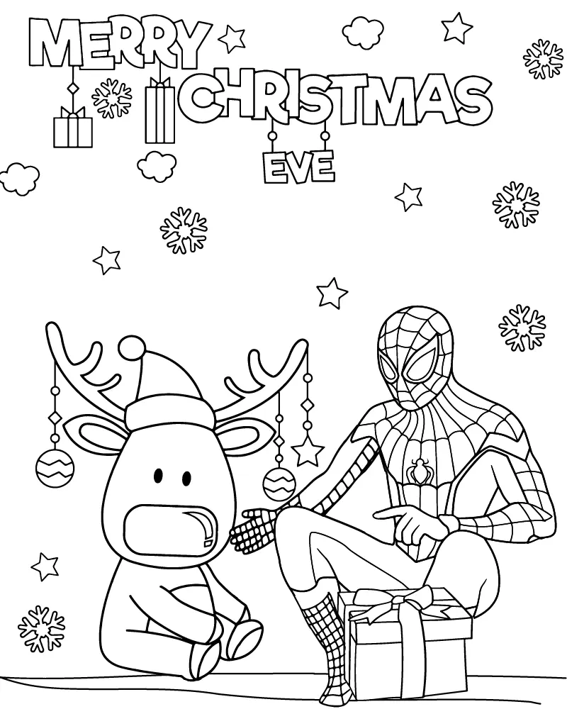 Spiderman de Natal Para Colorir 7