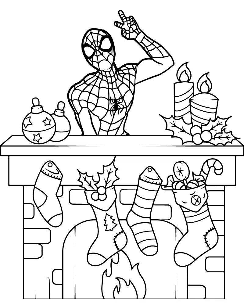 Spiderman de Natal Para Colorir 8