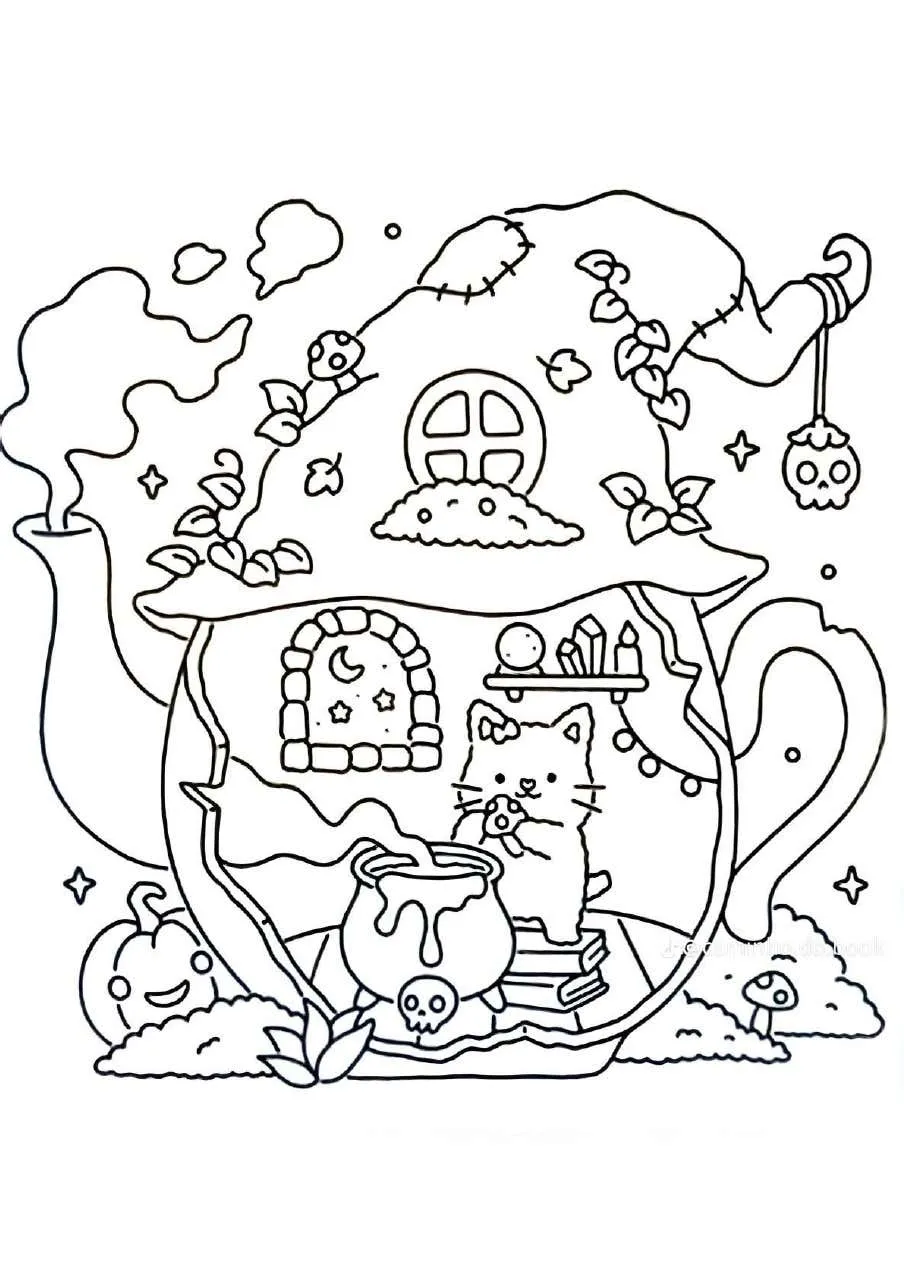 Spooky Fuzzy Coloring Pages 1