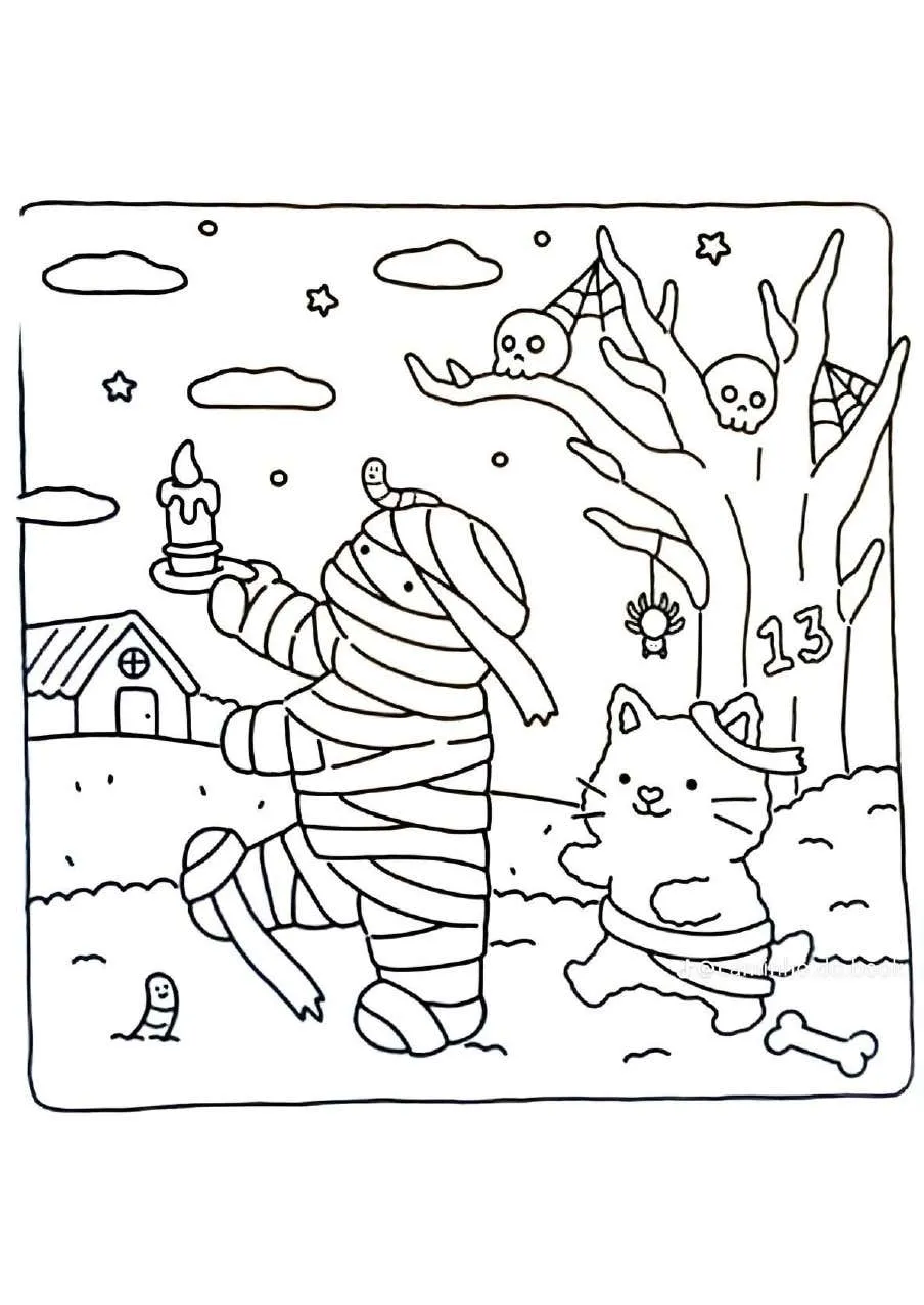 Spooky Fuzzy Coloring Pages 17