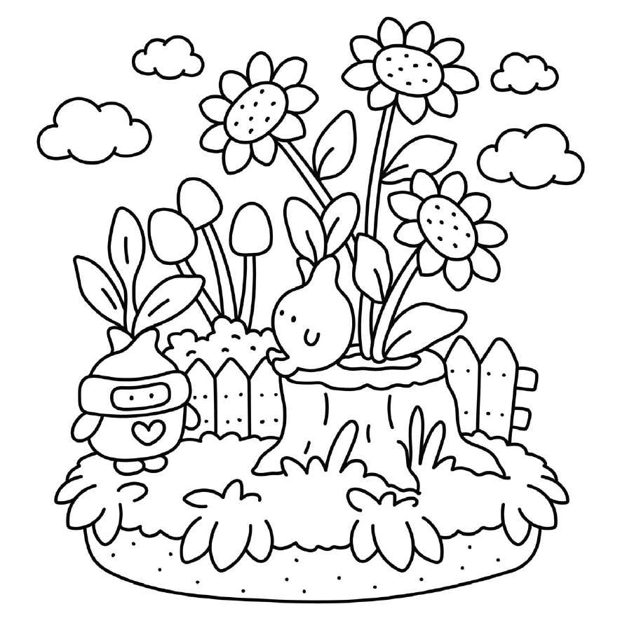 Digitale Ausmalbilder Kleine Garten 13