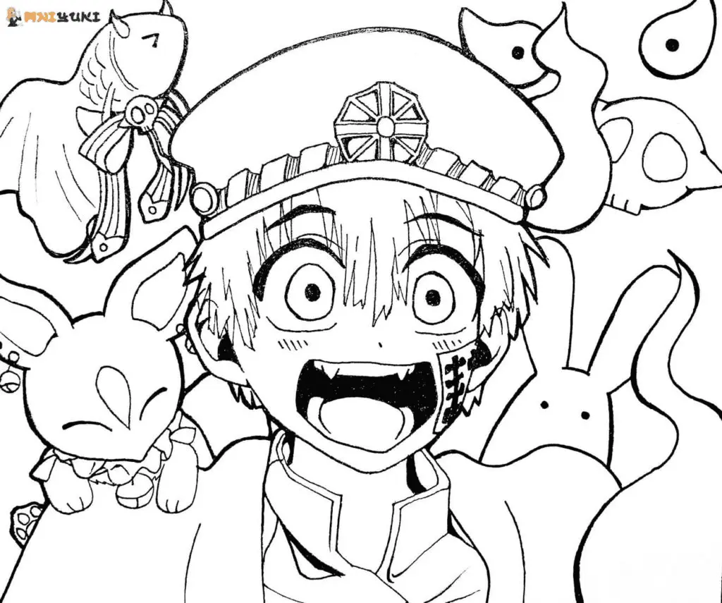 Desenhos de Hanako Kun encadernadas no banheiro Para Colorir 23