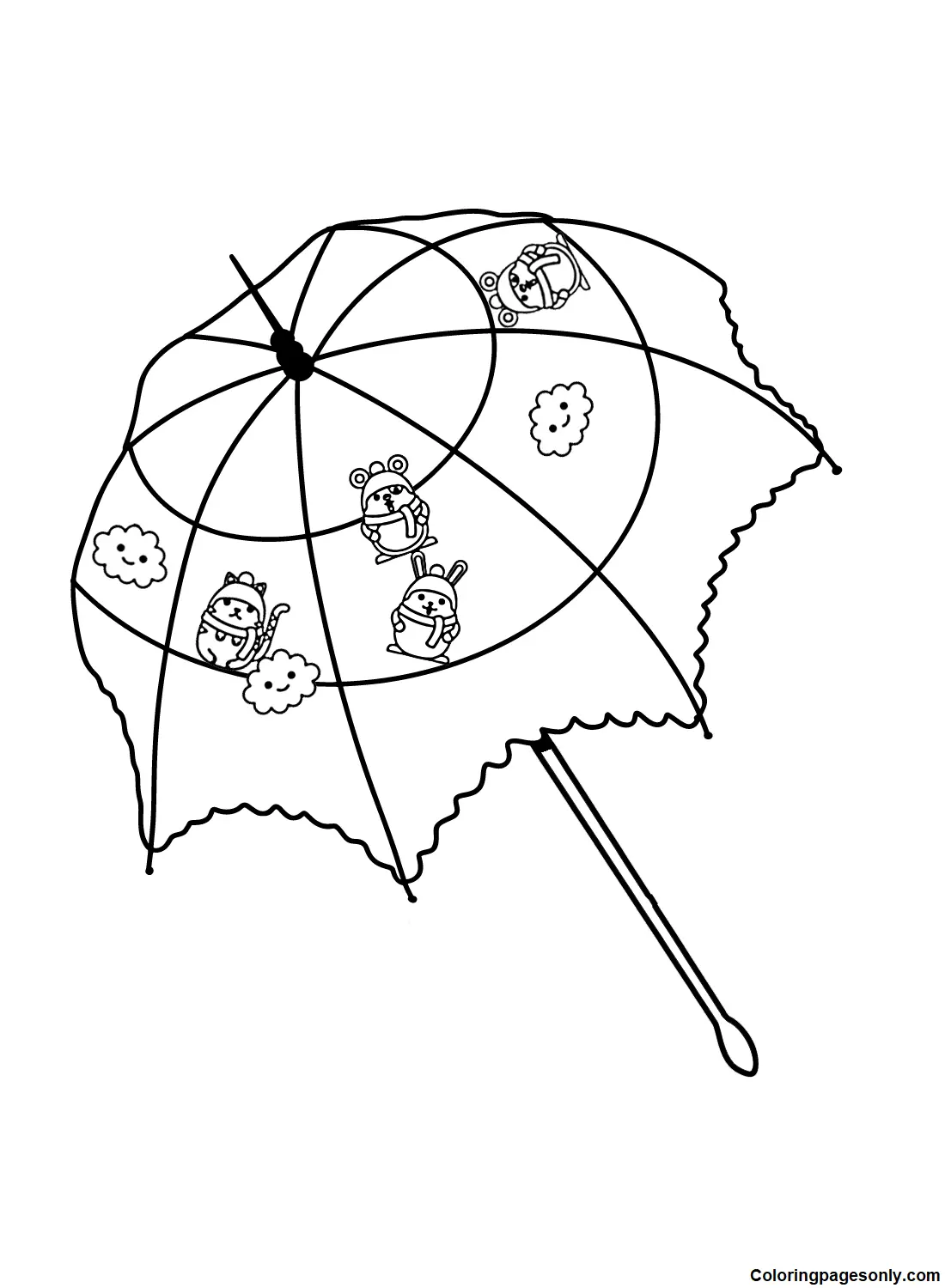 Desenhos de Guarda-Chuva Para Colorir 40