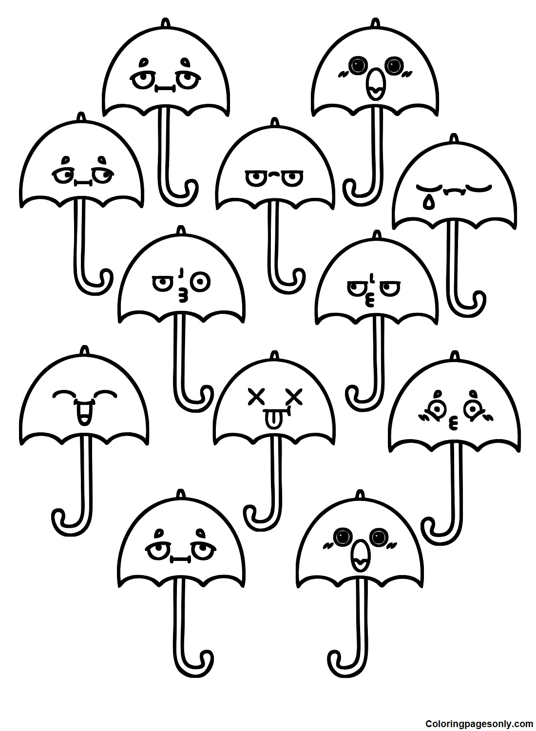 Desenhos de Guarda-Chuva Para Colorir 50