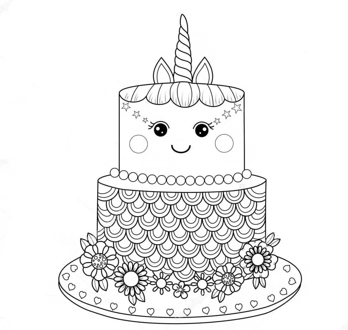 Unicorn Cake Coloring Pages 18