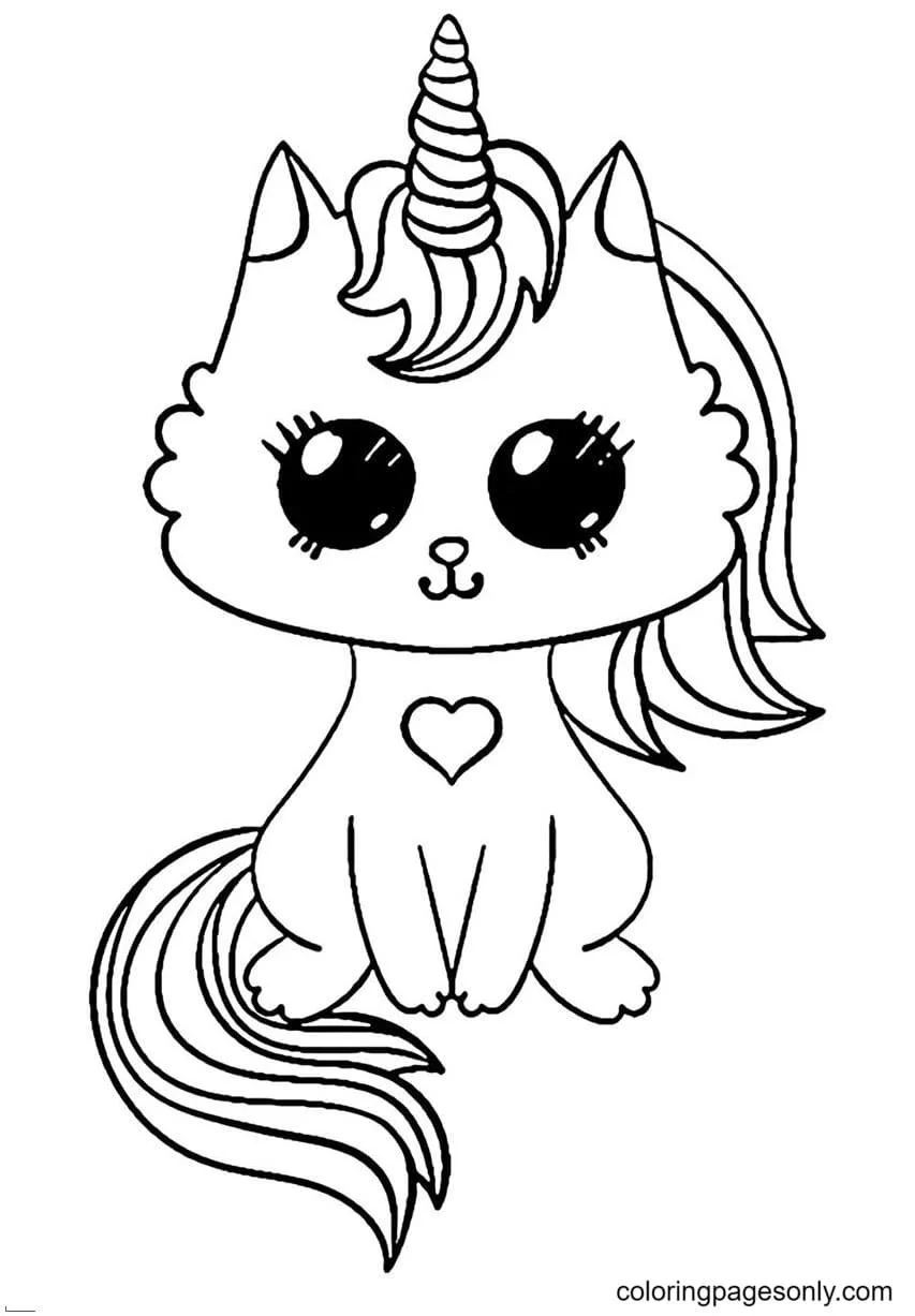 Unicorn Cat Coloring Pages 2