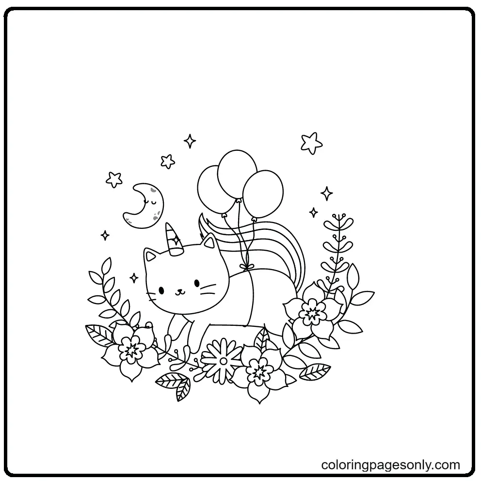 Unicorn Cat Coloring Pages 77