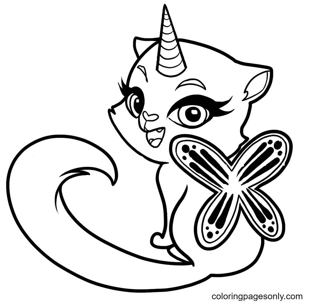 Unicorn Cat Coloring Pages 8