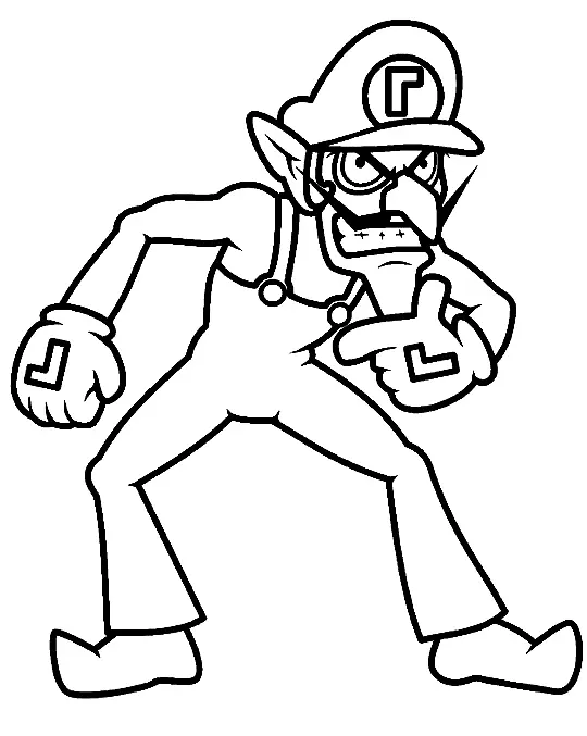 Waluigi Coloring Pages 1