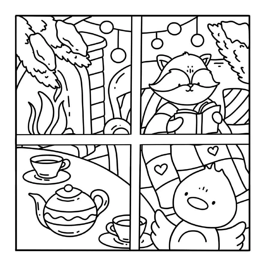 Winter Hygge Ausmalbilder 1