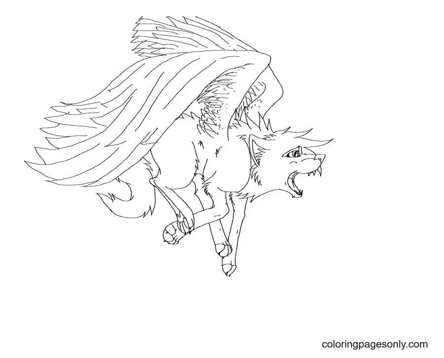 Lobo Con Alas Para Colorear 76