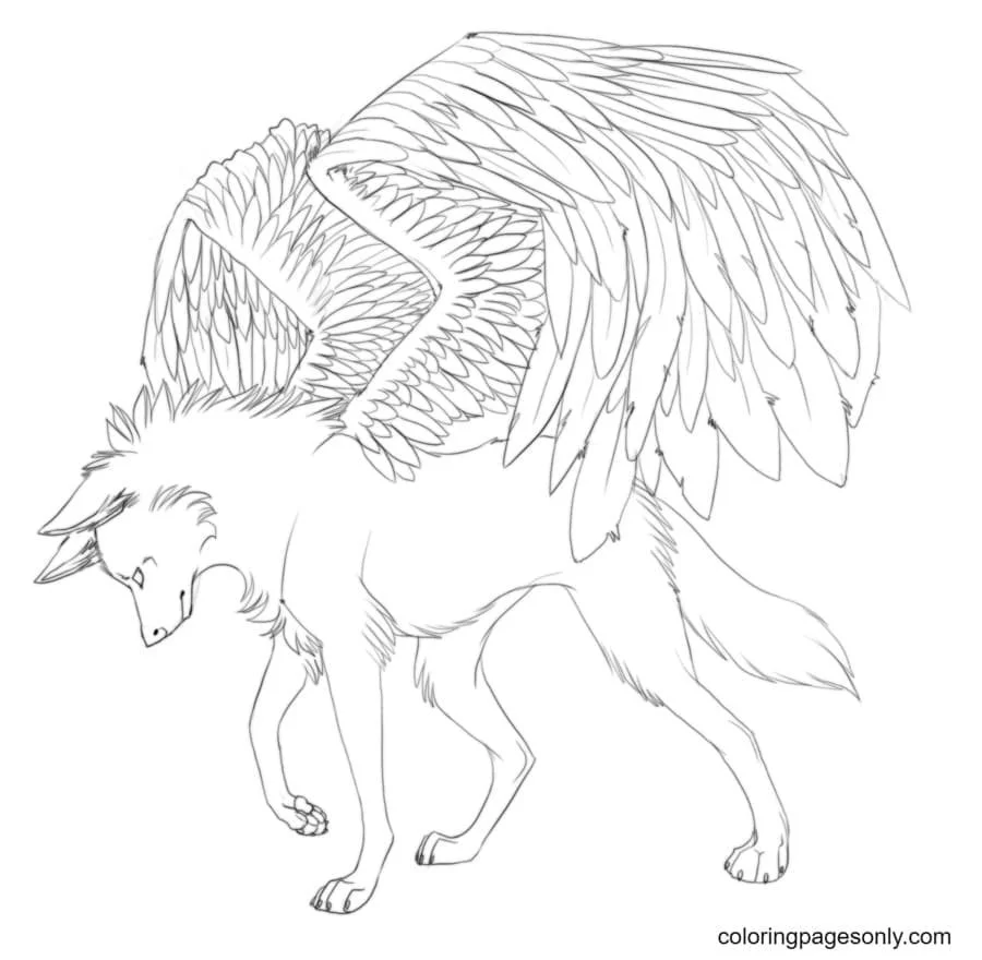 Wolf With Wings Coloring Pages 87