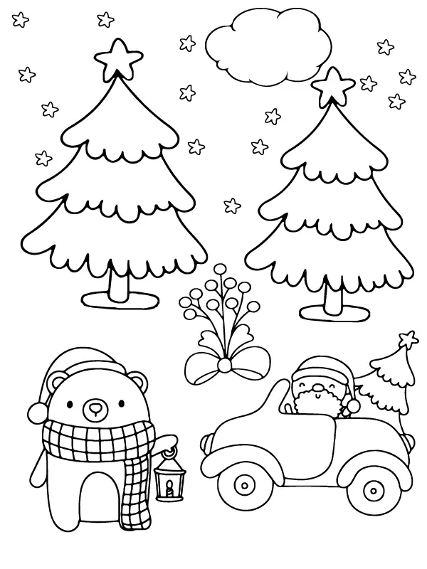 Woodland Christmas Coloring Pages 3