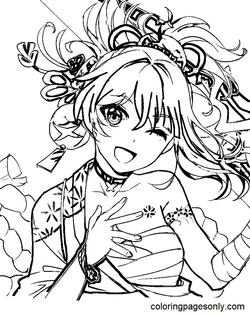 Yoimiya Coloring Pages 4