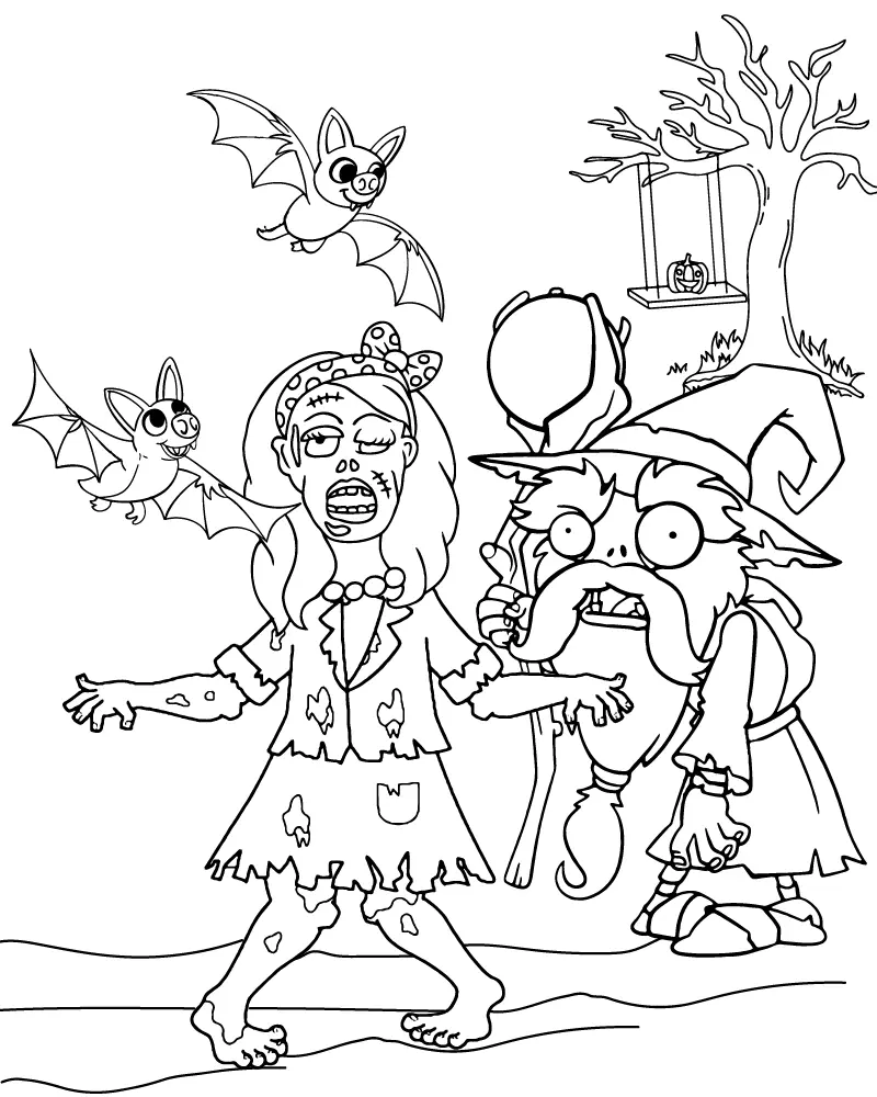 Garota Zumbi Para Colorir 4